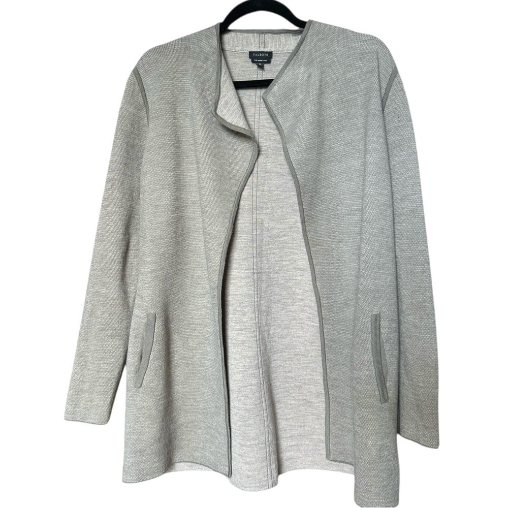 Talbots Womens Open Knit Cardigan Long Sleeves Pure Merino Wool Size Medium